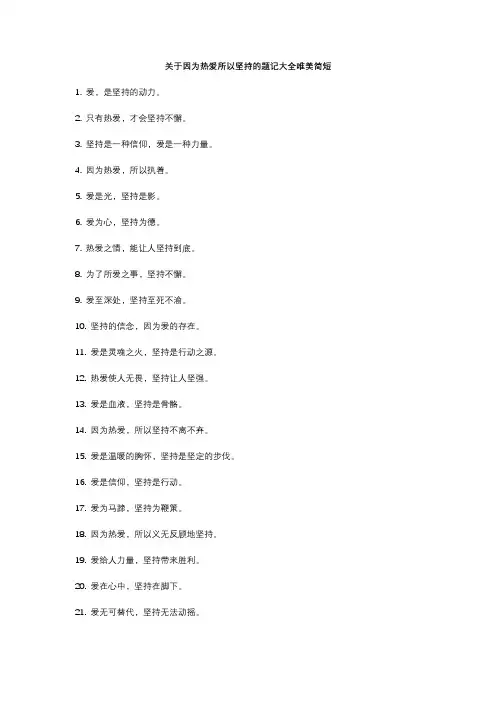 关于因为热爱所以坚持的题记大全唯美简短