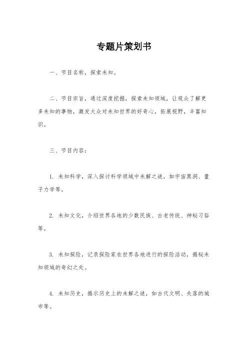 专题片策划书