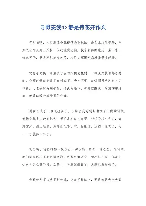 寻隙安我心 静是待花开作文
