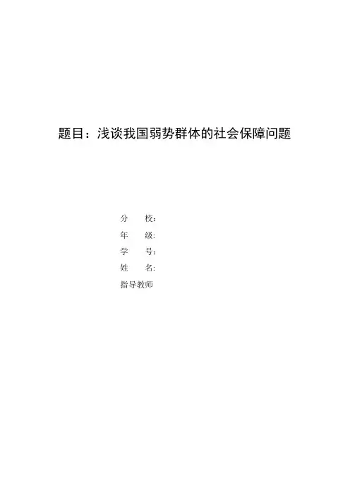 论文_浅谈我国弱势群体的社会保障问题
