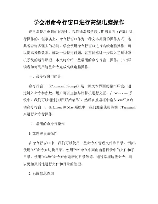 学会用命令行窗口进行高级电脑操作