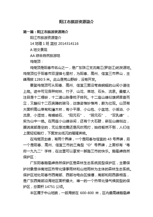 阳江市旅游资源简介