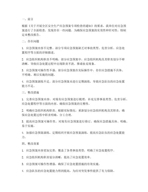 专项应急预案的整改报告