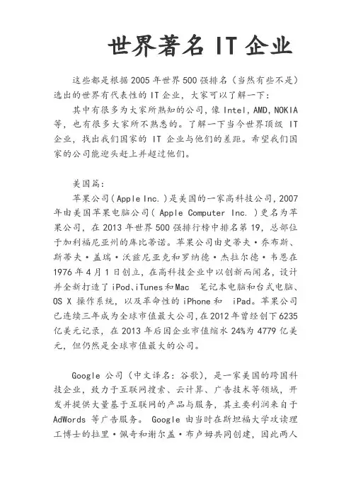 世界著名IT企业