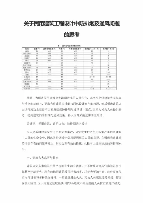 关于民用建筑工程设计中防排烟及通风问题的思考