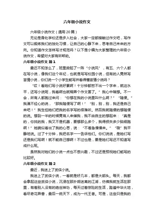 六年级小说作文（通用20篇）
