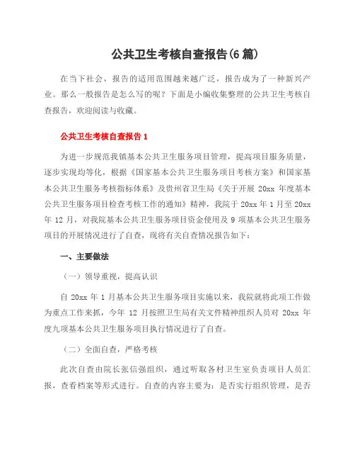 公共卫生考核自查报告(6篇)
