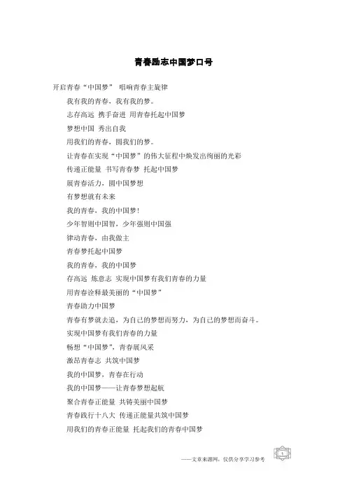 青春励志中国梦口号