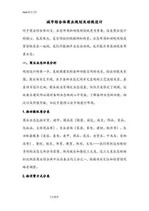 商业综合体商业规划和动线设计说明书