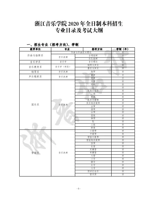 一、招生专业(招考方向)、学制