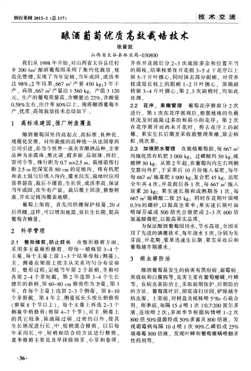酿酒葡萄优质高效栽培技术