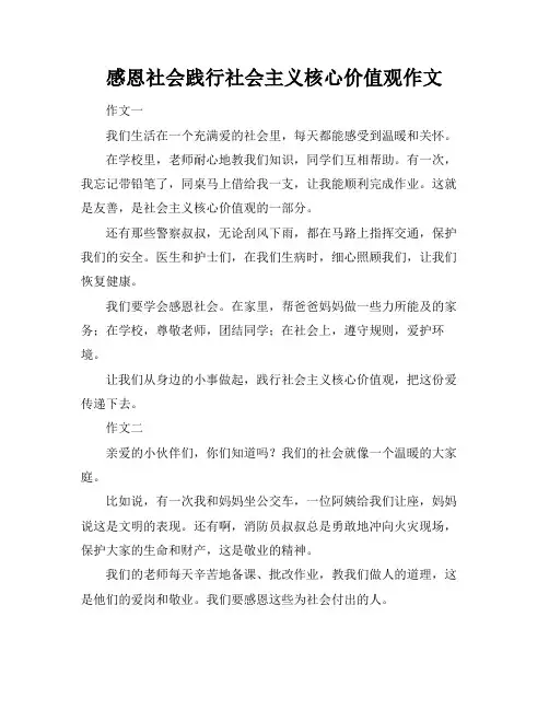 感恩社会践行社会主义核心价值观作文
