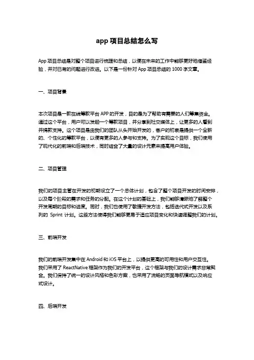 app项目总结怎么写