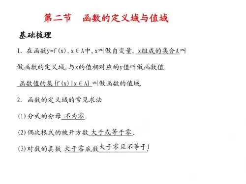 2011年高考数学总复习精品课件(苏教版)：第二单元第二节 函数的定义域与值域