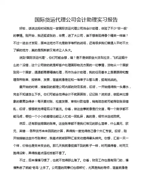 国际货运代理公司会计助理实习报告