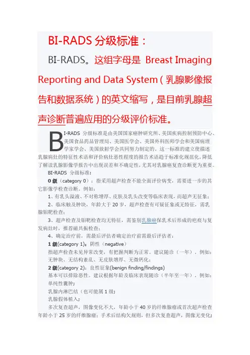 BIRADS分级标准