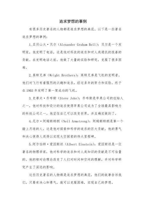 追求梦想的事例