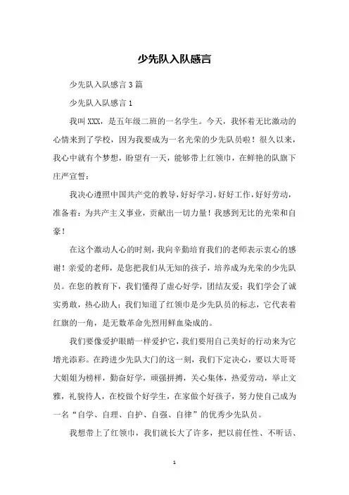 少先队入队感言