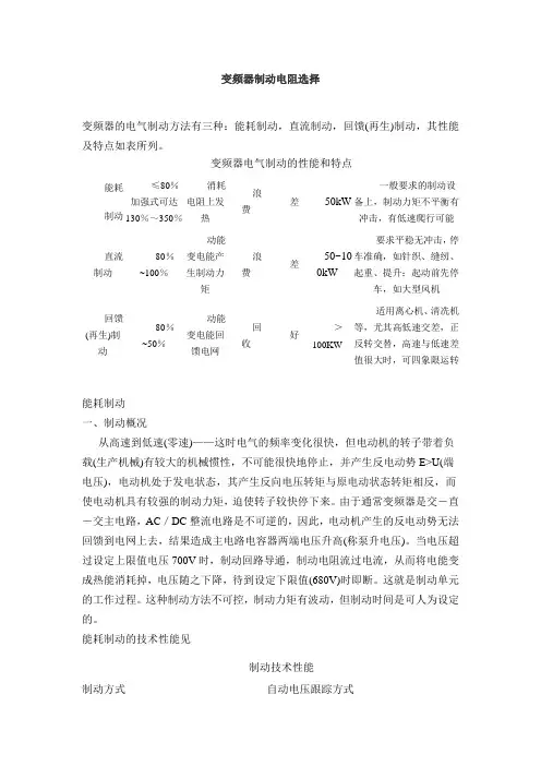 变频器制动电阻选择