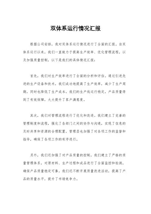 双体系运行情况汇报