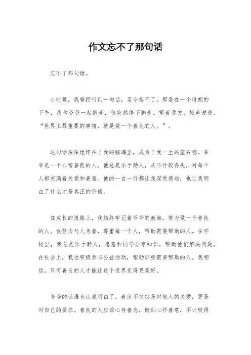 作文忘不了那句话