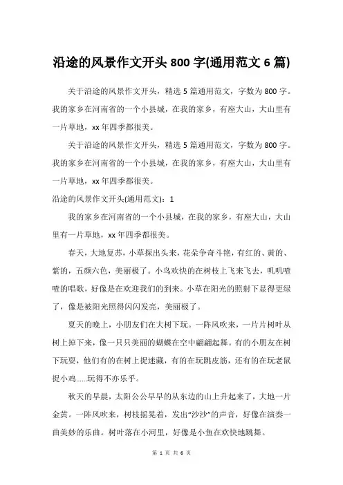 沿途的风景作文开头800字(通用范文6篇)
