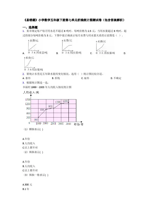 《易错题》小学数学五年级下册第七单元折线统计图测试卷(包含答案解析)