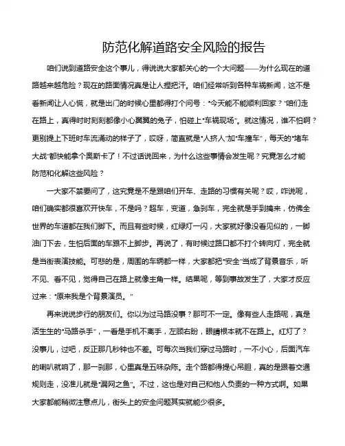 防范化解道路安全风险的报告