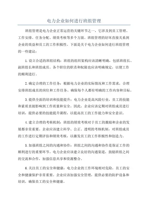 电力企业如何进行班组管理