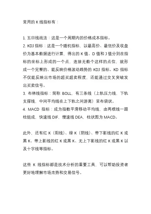 常用k线指标