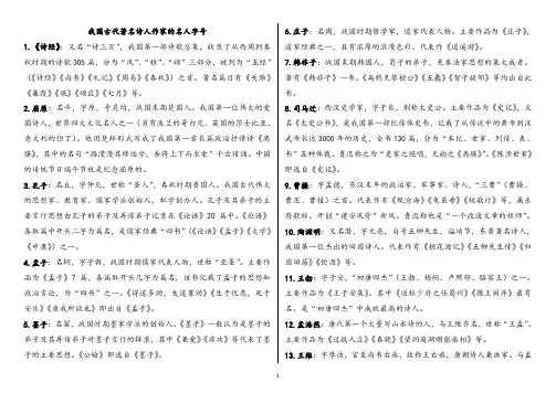 古代著名诗人作家的名人字号