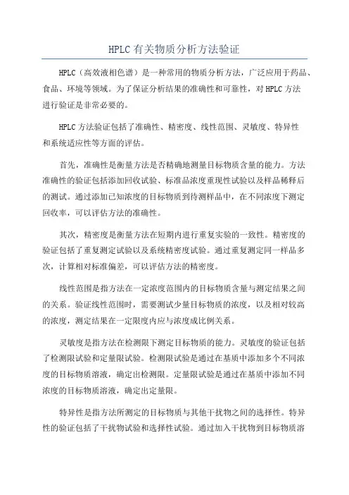 HPLC有关物质分析方法验证