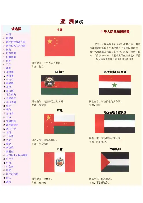 亚洲各国国旗
