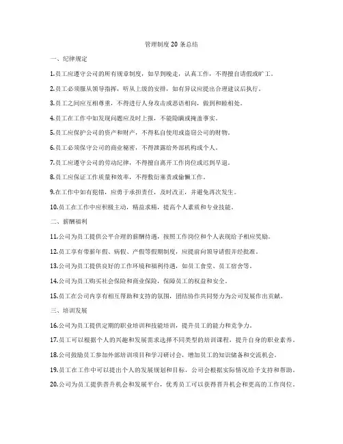 管理制度20条总结