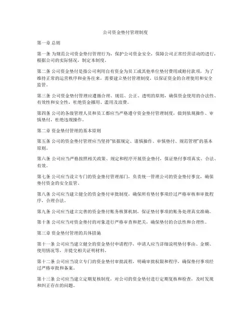公司资金垫付管理制度