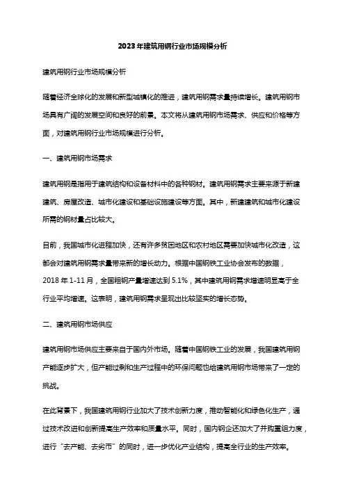 2023年建筑用钢行业市场规模分析