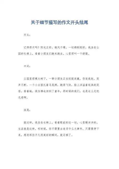 关于细节描写的作文开头结尾