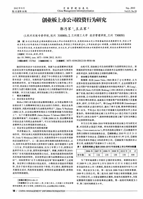 创业板上市公司投资行为研究