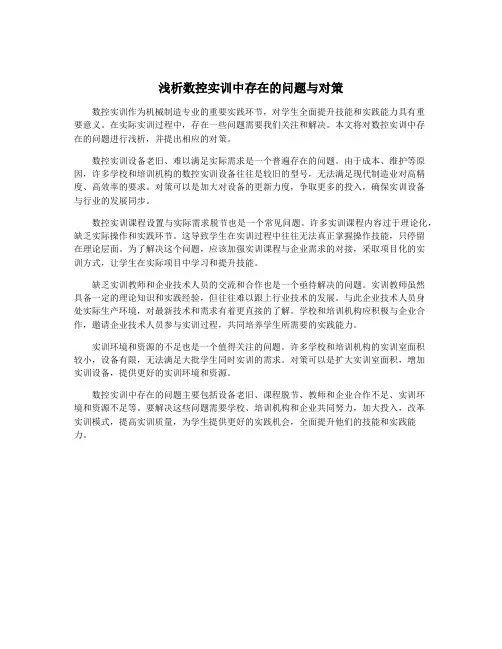 浅析数控实训中存在的问题与对策