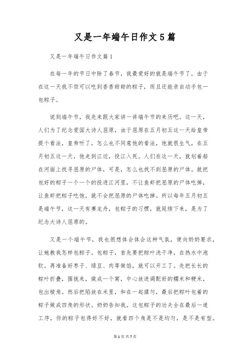 又是一年端午日作文5篇
