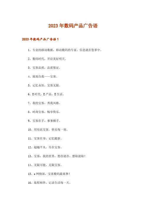 2023年数码产品广告语