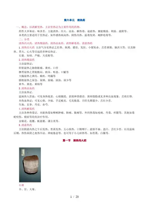 执业中药师中药学清热药