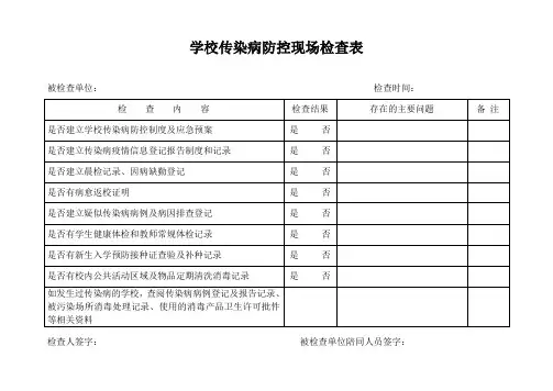 学校传染病现场检查表