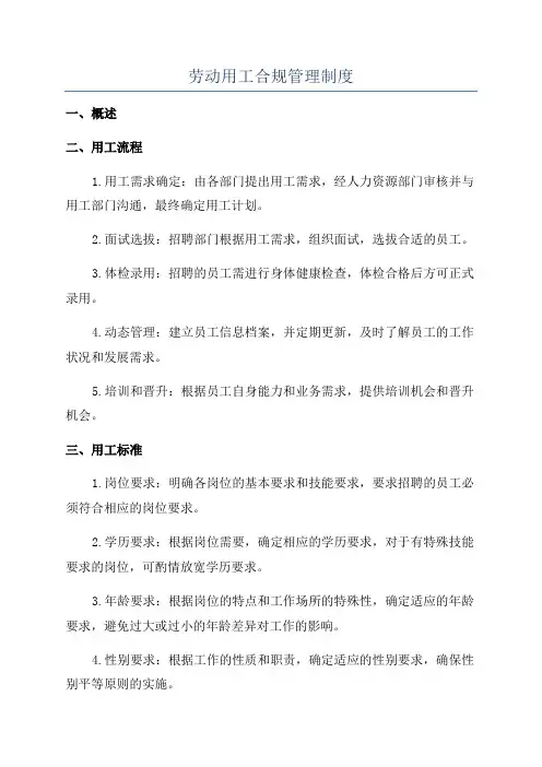 劳动用工合规管理制度