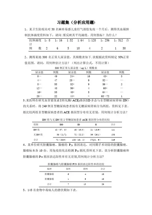 医学统计学上机试题-U