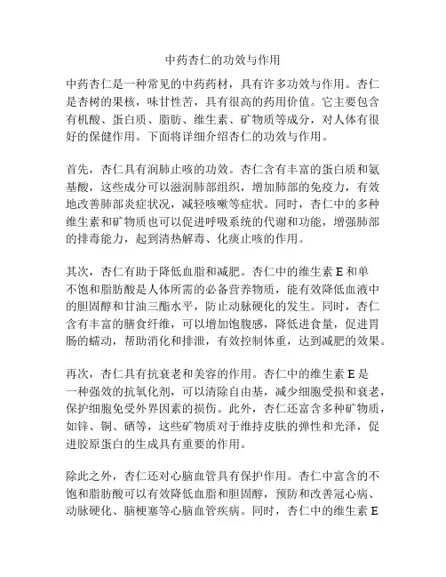 中药杏仁的功效与作用