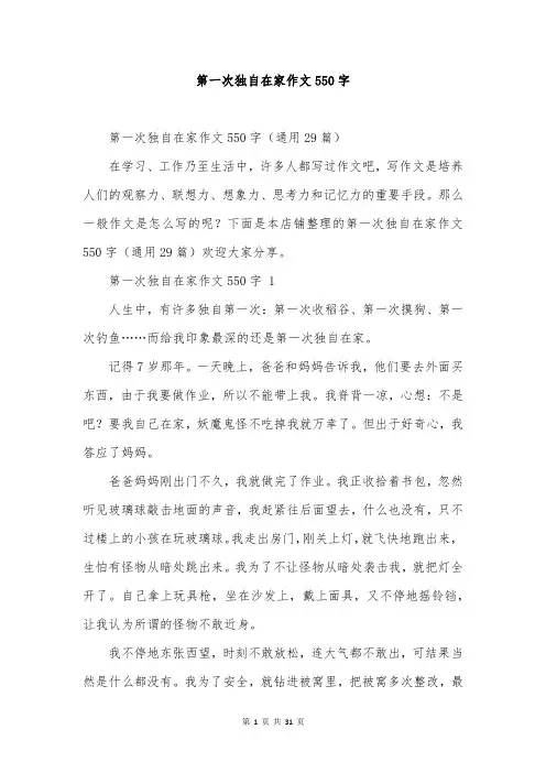 第一次独自在家作文550字