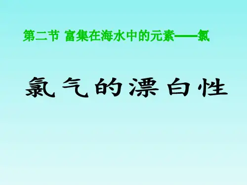 人教版高中化学必修一第四章第二节 富集在海水中的元素——氯 课件(共25张PPT)