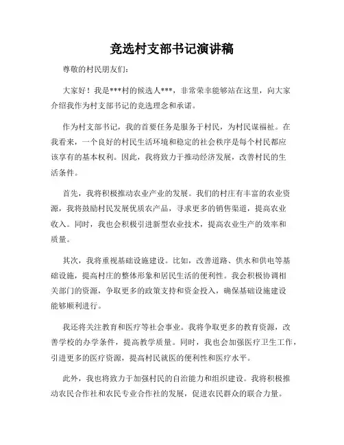 竞选村支部书记演讲稿