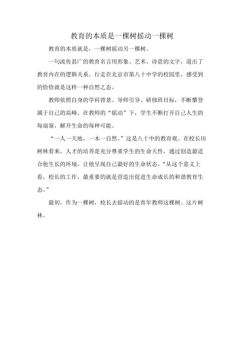 教育的本质是一棵树摇动一棵树